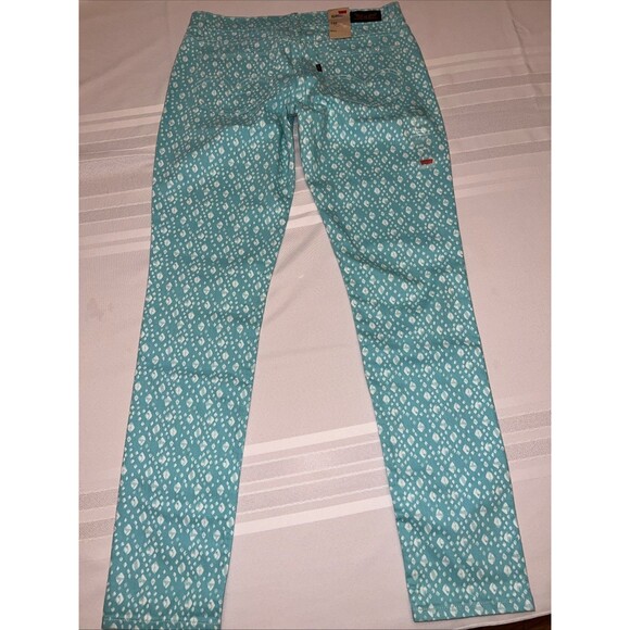 Levis 524 Size 9M Too Superlow Skinny Black Label Aqua Pattern Jeans - Picture 9 of 11